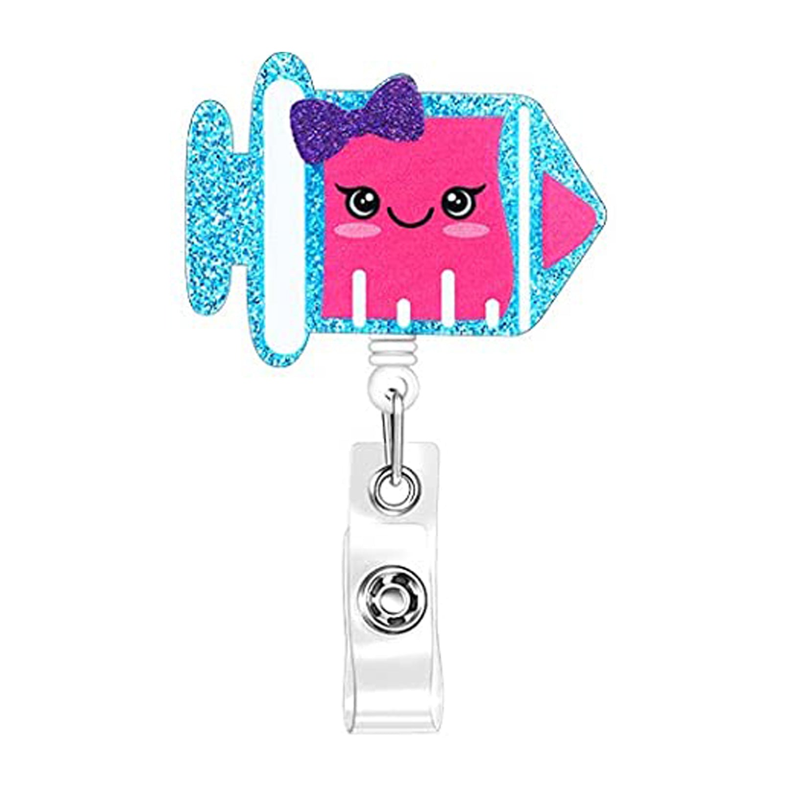 Wholesale Glitter Acrylic Rainbow Retractable ID Buckle